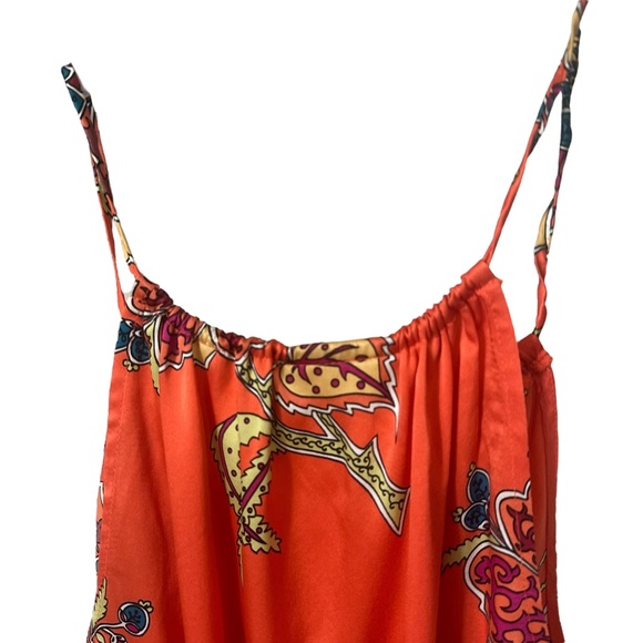 Vintage Cache Paisley Halter Sleeveless Peplum Top Orange - Picture 5 of 8